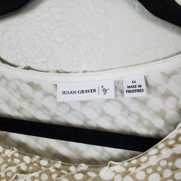 Susan Graver Tunic Top Womens 1X All Over Ruffle Textured 3/4 Sleeve Stretch - Picture 3 of 8